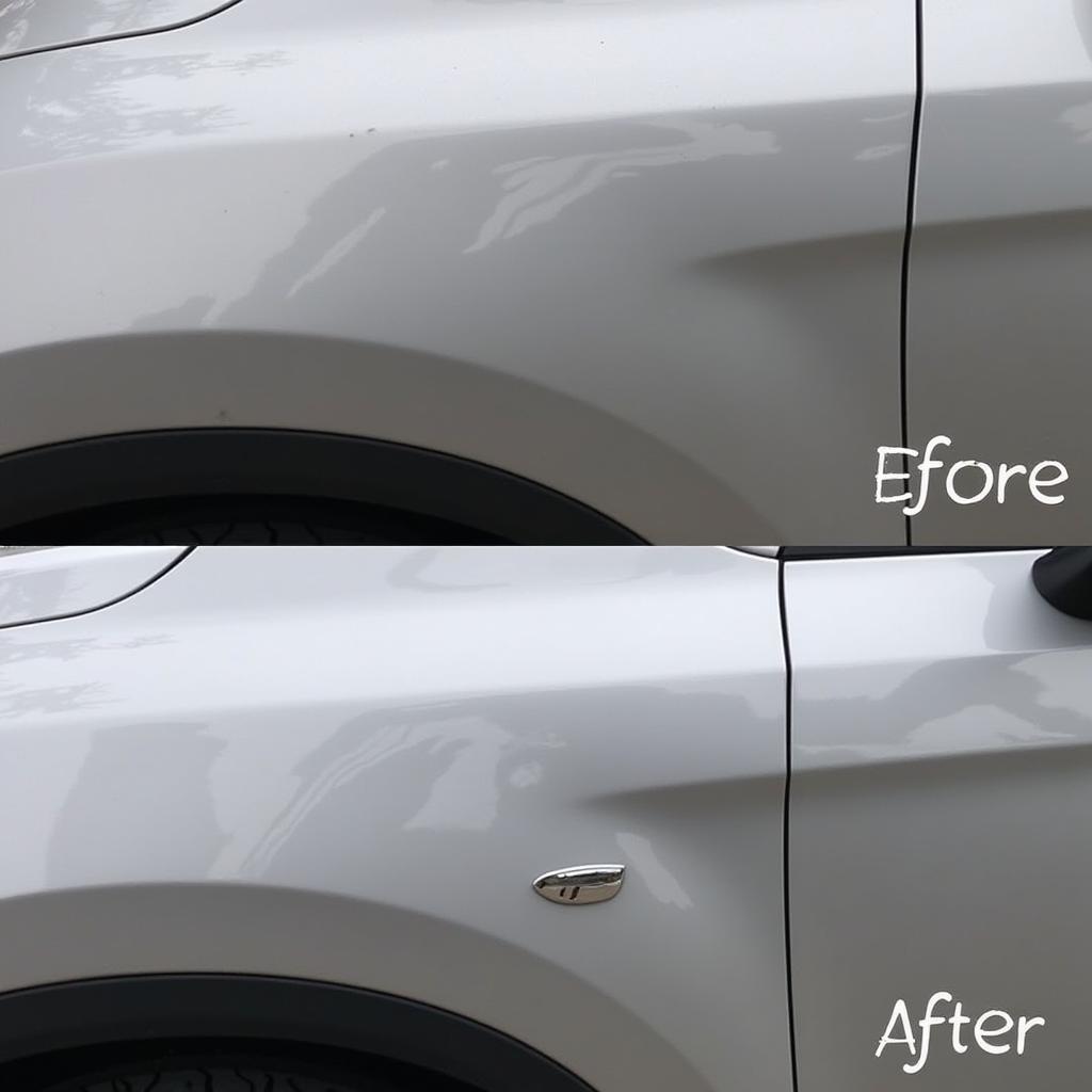 Before and After PDR Car Dent Removal