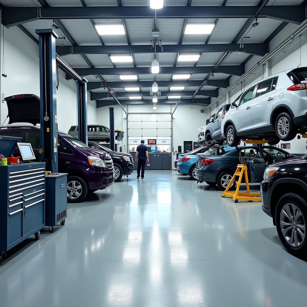 Modern and Clean Auto Service Shop Interior