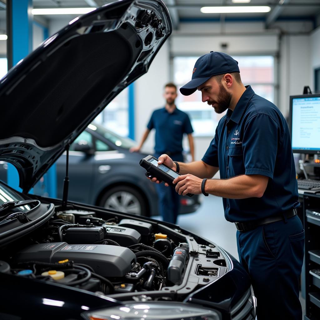 Modern Diagnostic Tools in an Auto Service Shop