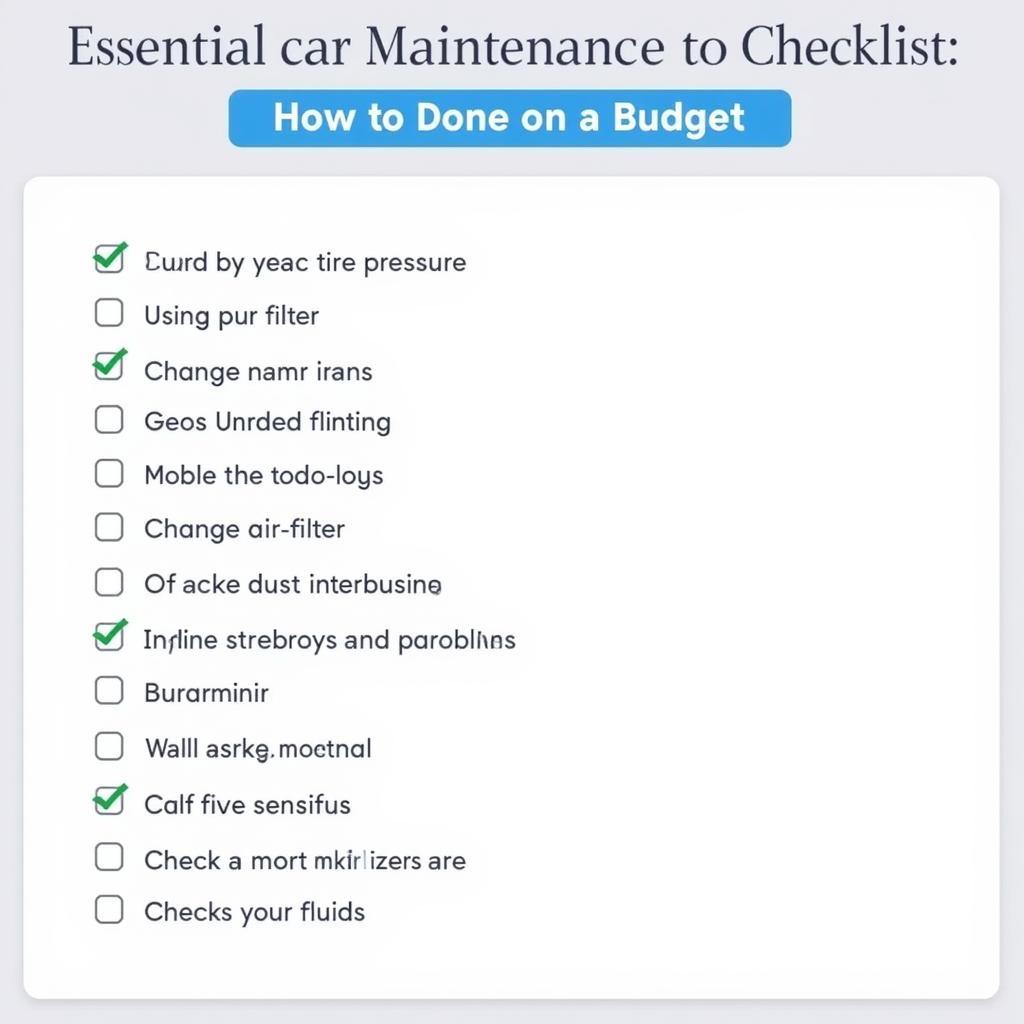 Checklist for budget-friendly car maintenance