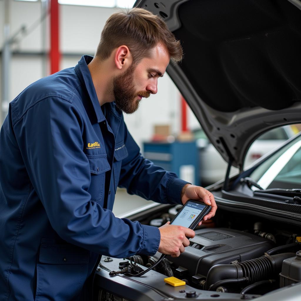 Burnt Mills Auto Mechanic Working