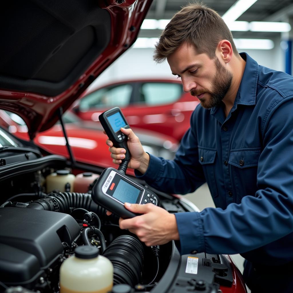 Mechanic performing a thorough inspection at a Campbell auto service center