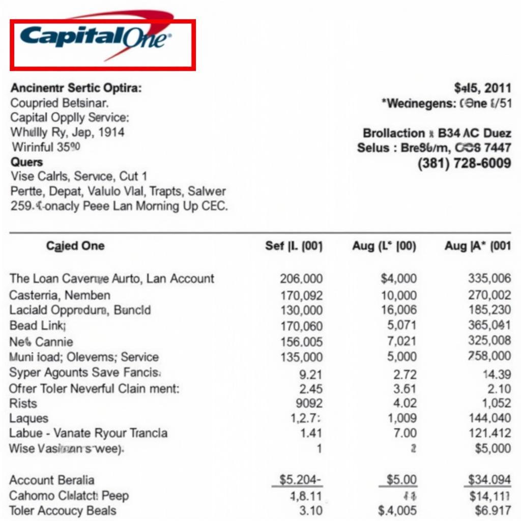 Capital One Auto Loan Statement Example