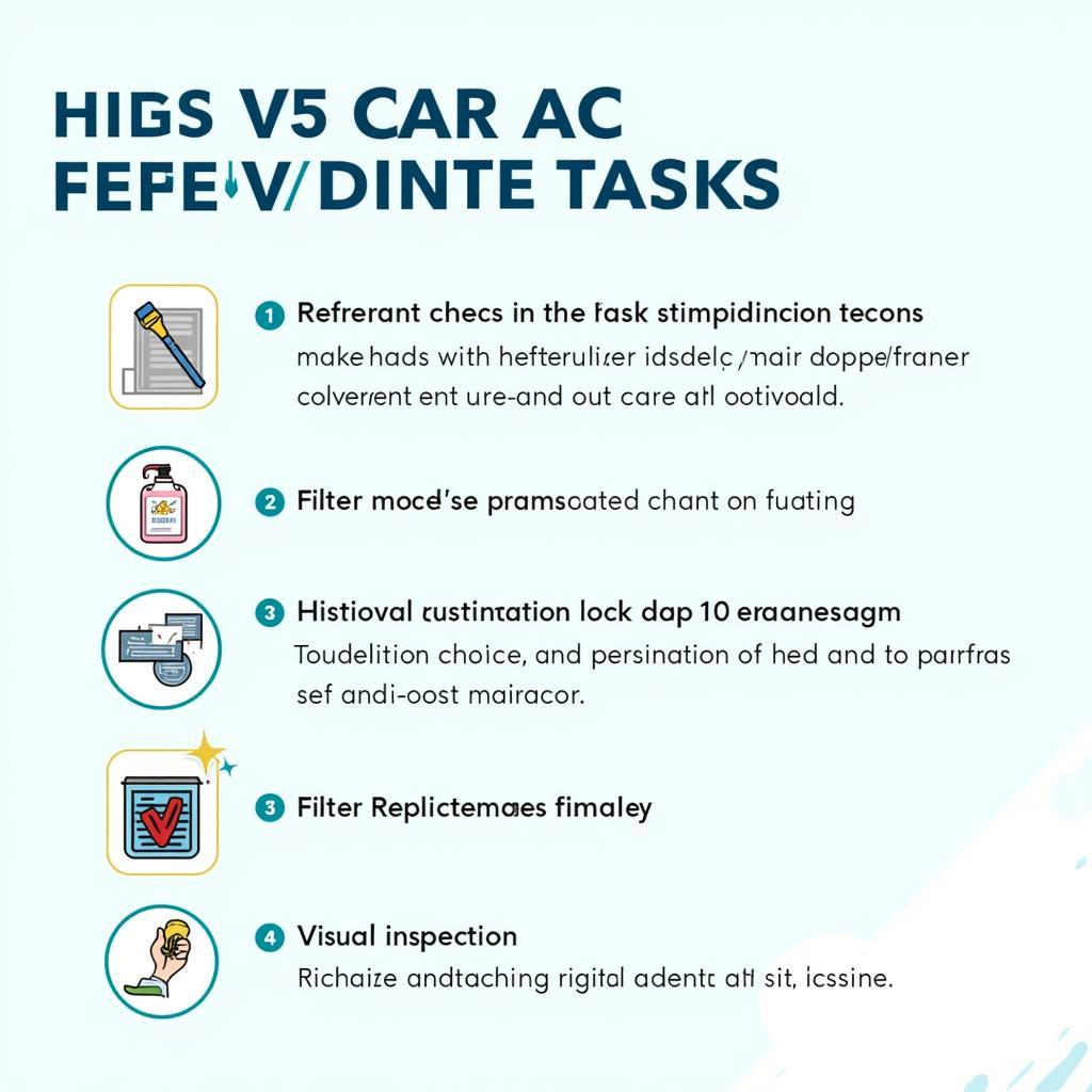 A checklist of essential car AC maintenance tasks.