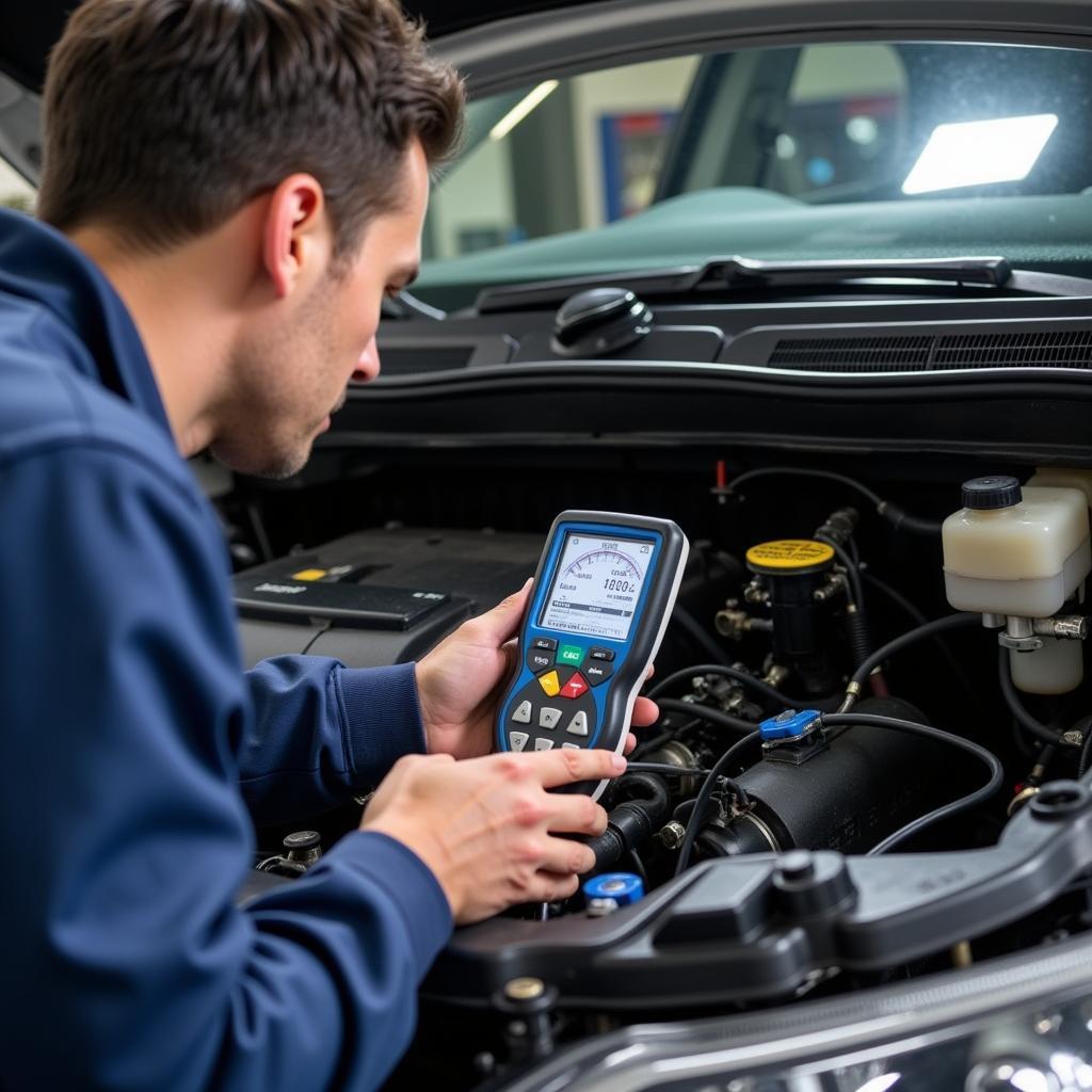 Car AC Service Technician at Work