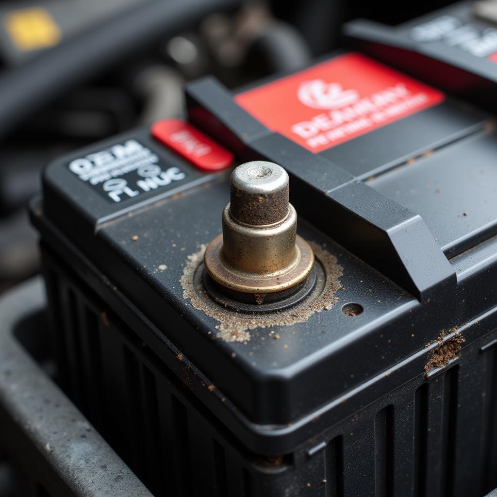 Car Battery Showing Signs of Corrosion