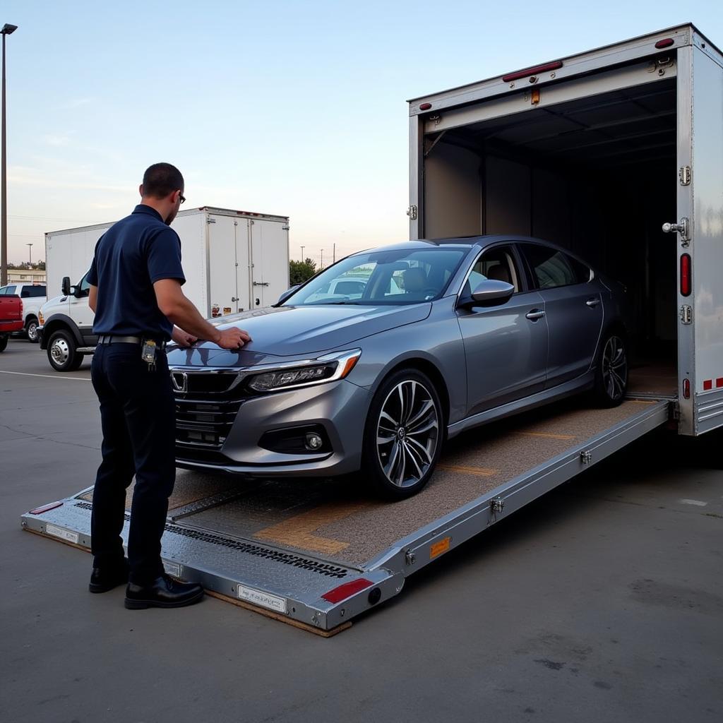 Car Being Loaded onto Auto Transporter in Livermore CA