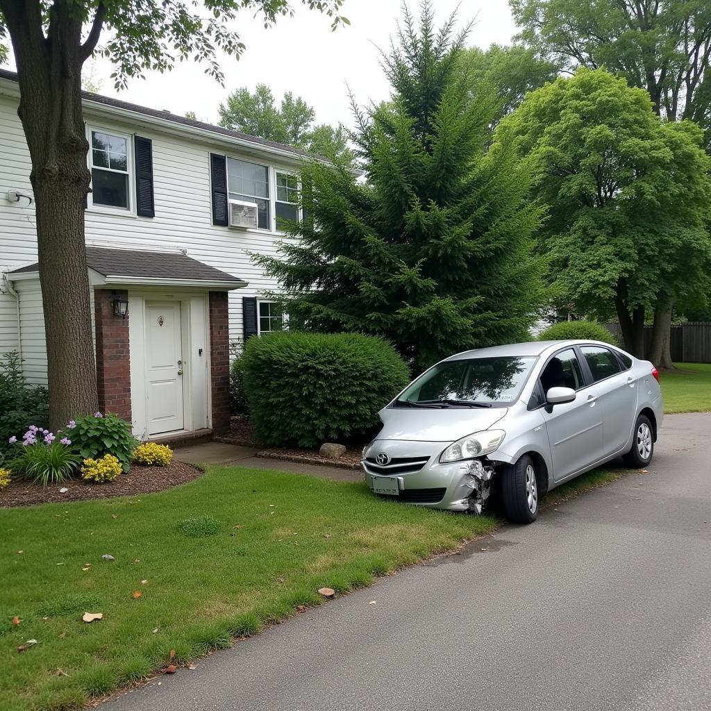 Car Accident Damaging Property Including Lawn