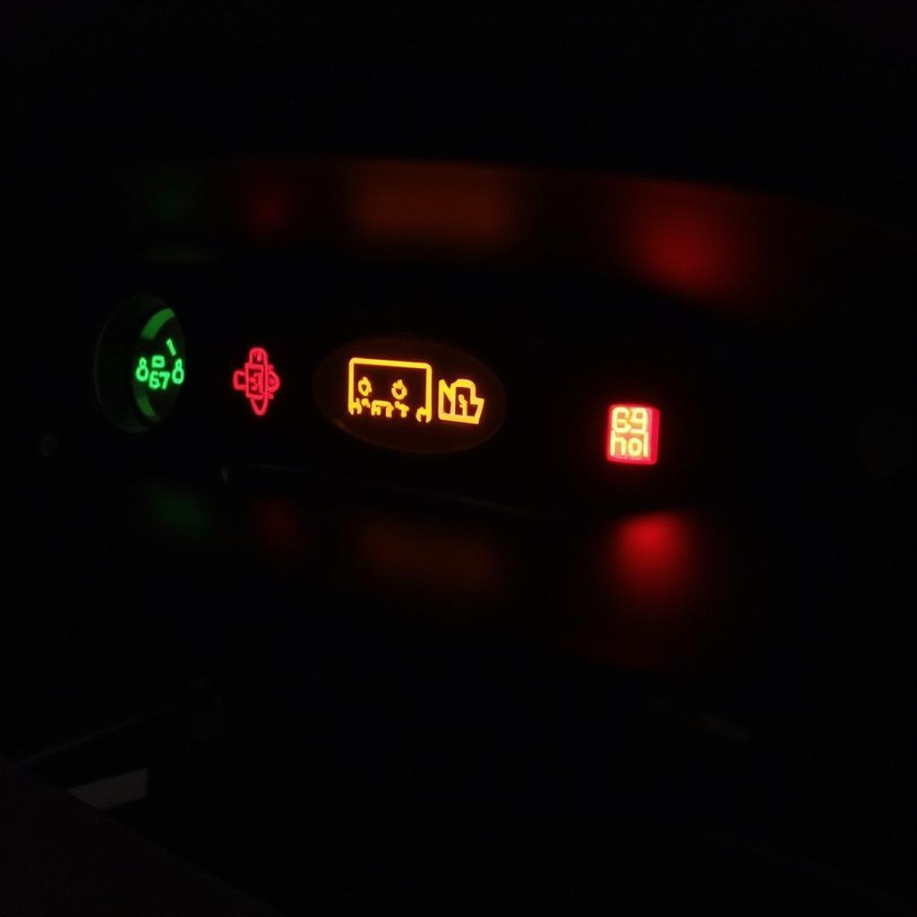 Car Dashboard Warning Lights Illuminated