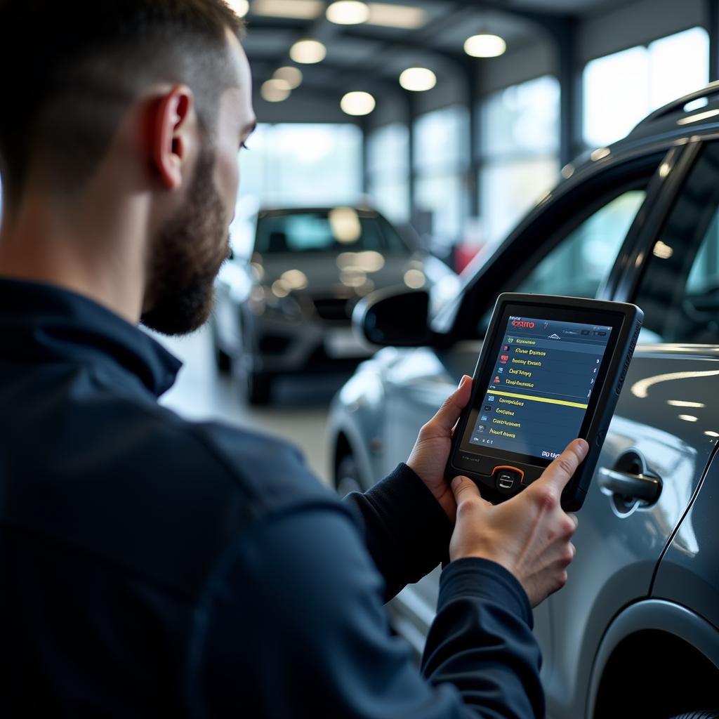 Advanced diagnostic tools being used in a modern ken auto service center