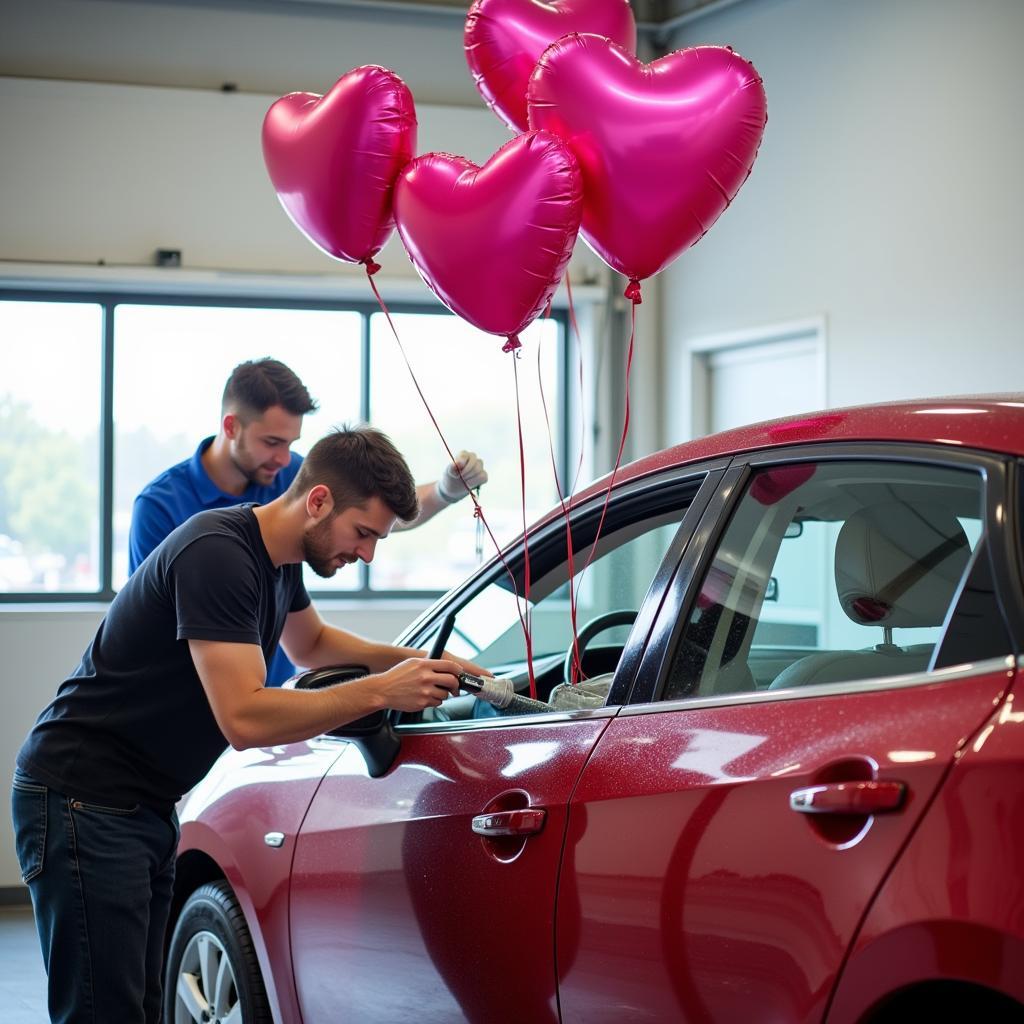 Car Getting Detailed for Valentine's Day