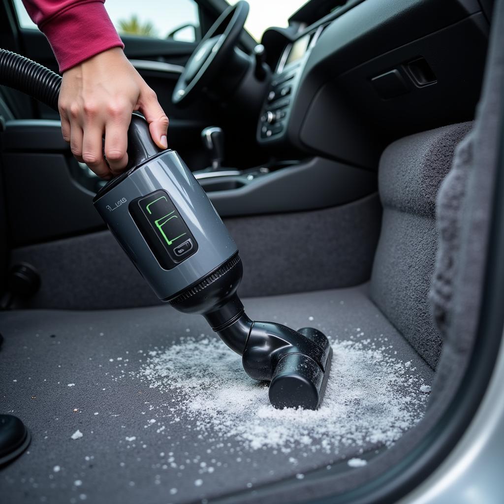 Vacuuming a Car Interior