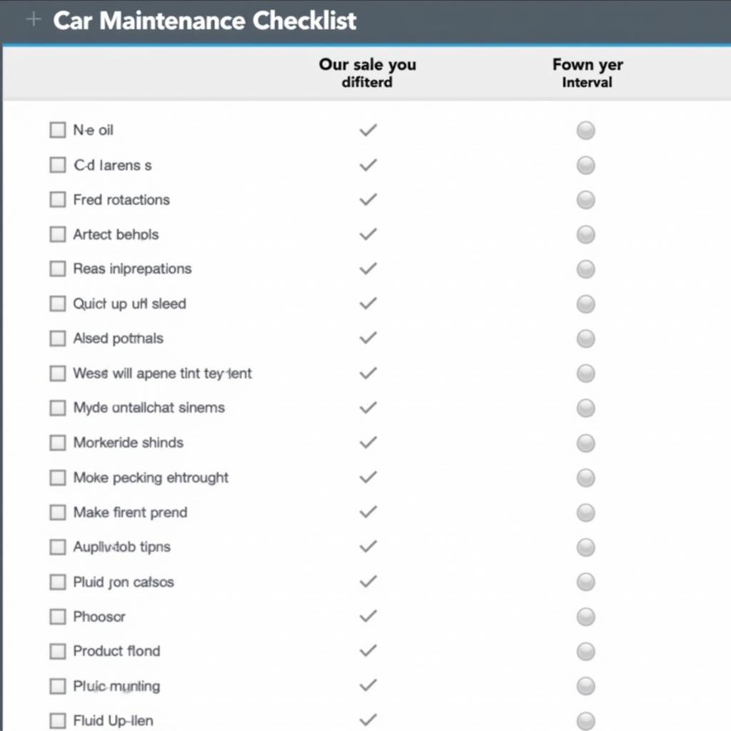 Car Maintenance Checklist