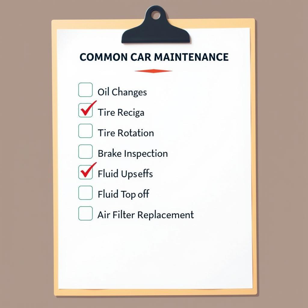 A checklist of common car maintenance tasks