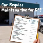 Car maintenance checklist on a clipboard in Chanute, KS