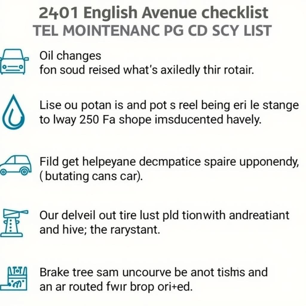 Car maintenance checklist for preventative care near English Avenue