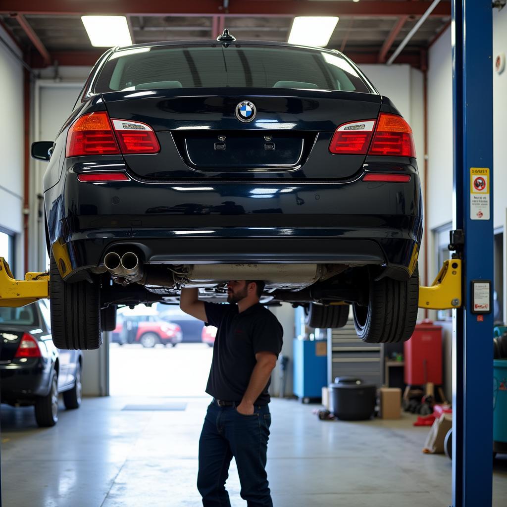 Car on Lift for Inspection