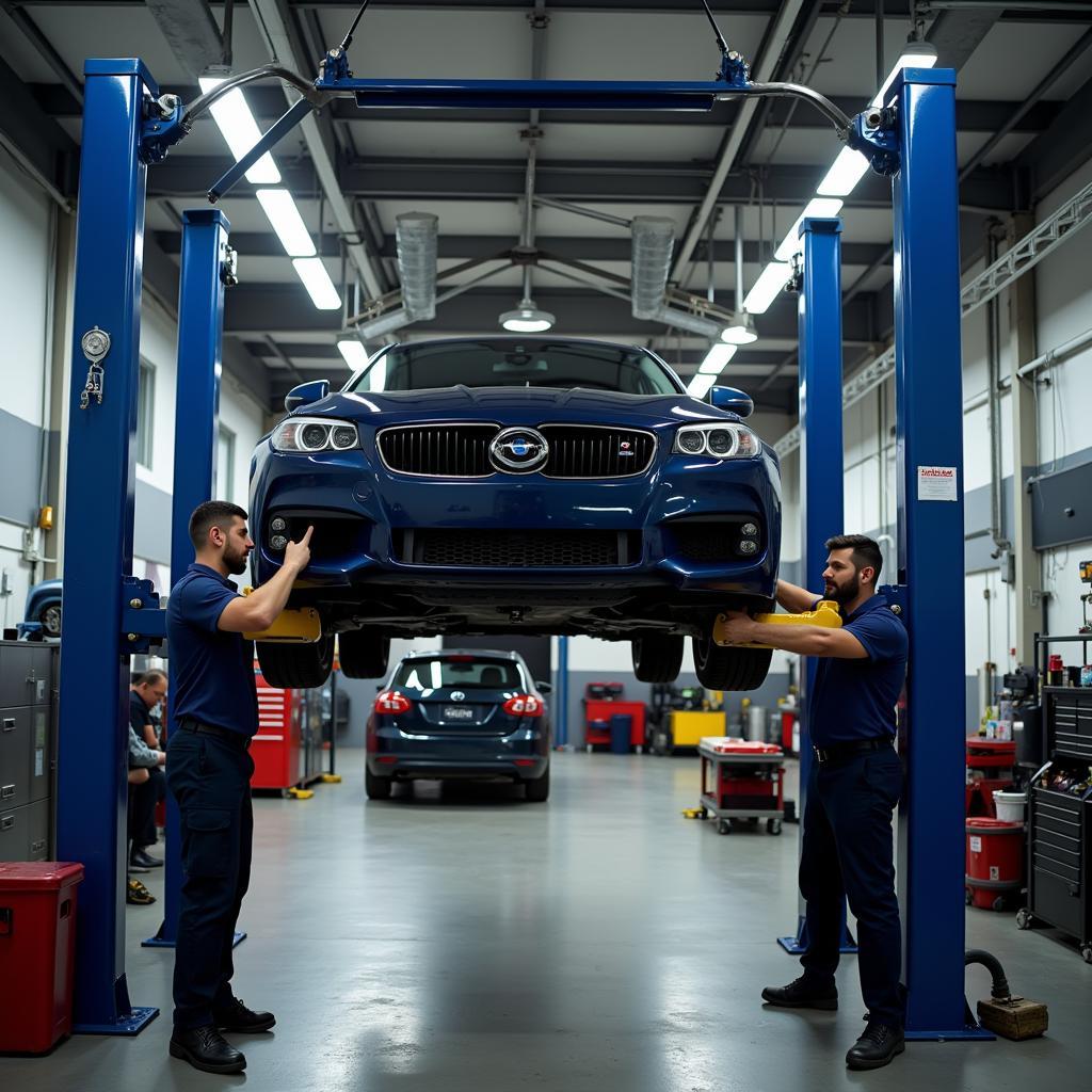 Car on Lift for Service