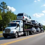 Car transport truck on a Mississippi highway