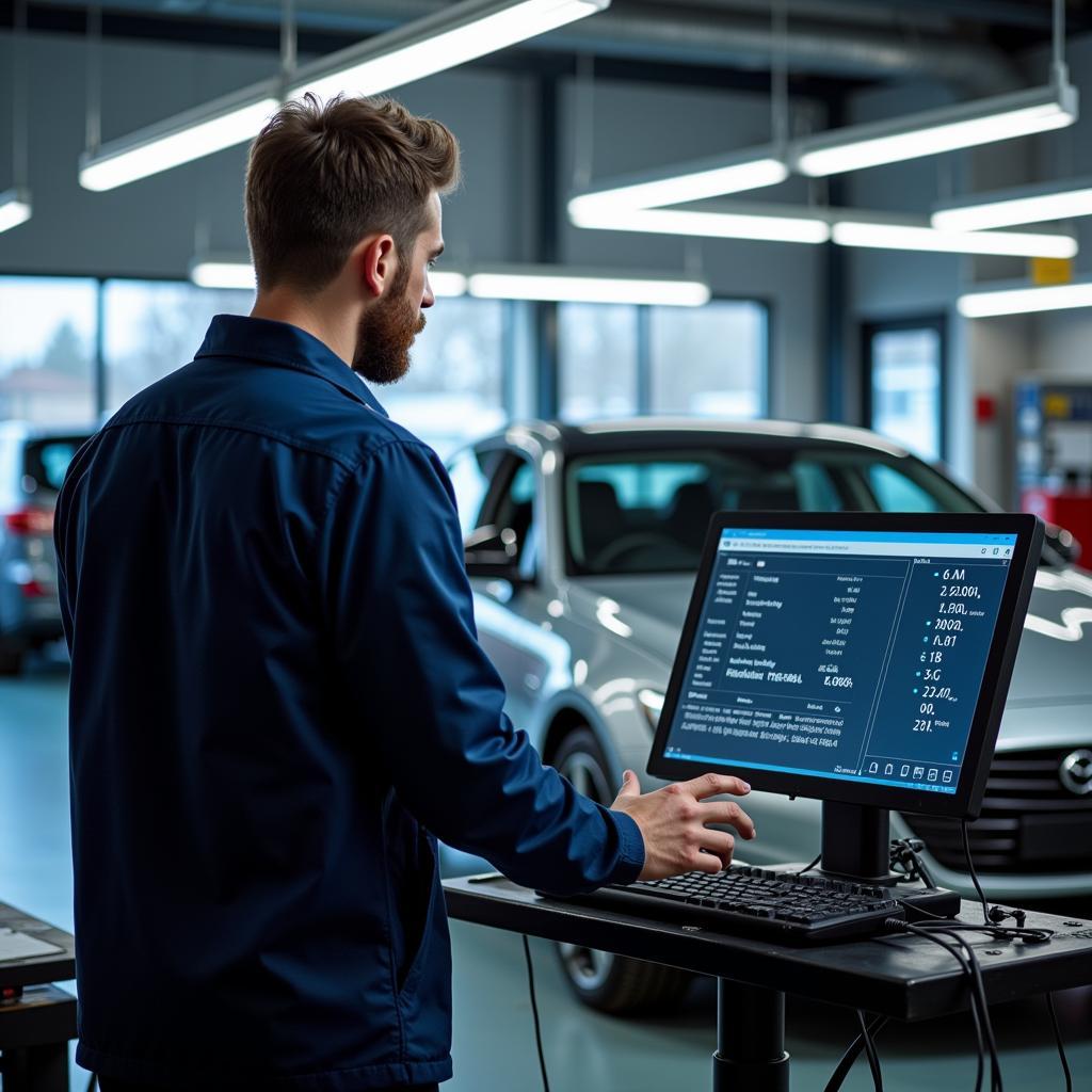 Car Undergoing Diagnostic Check