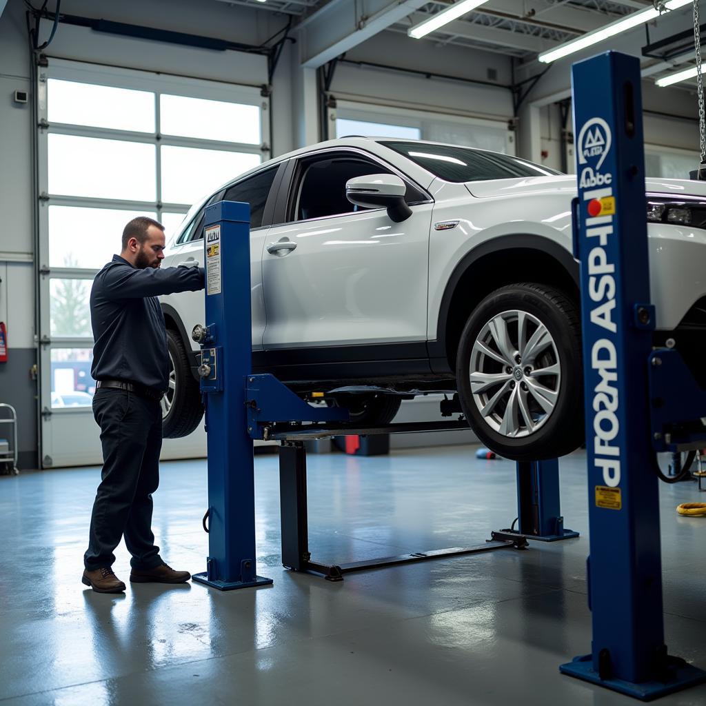 Car undergoing maintenance at a AAA auto service center in Phoenix