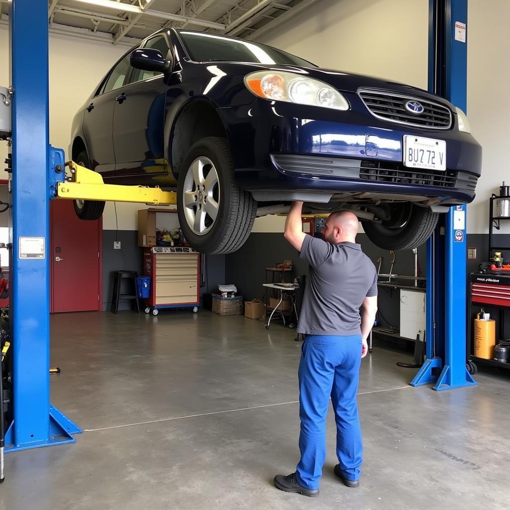 Car Undergoing Routine Maintenance at an Auto Service Center in Endicott