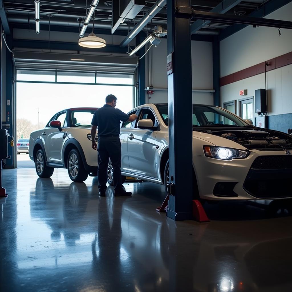 Car Undergoing Routine Maintenance at an Auto Service Center on Marshall Street