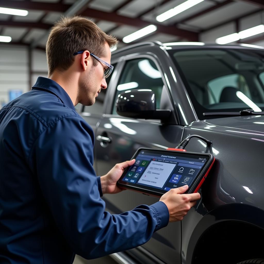 Certified Auto Mechanic Performing a Diagnostic Test