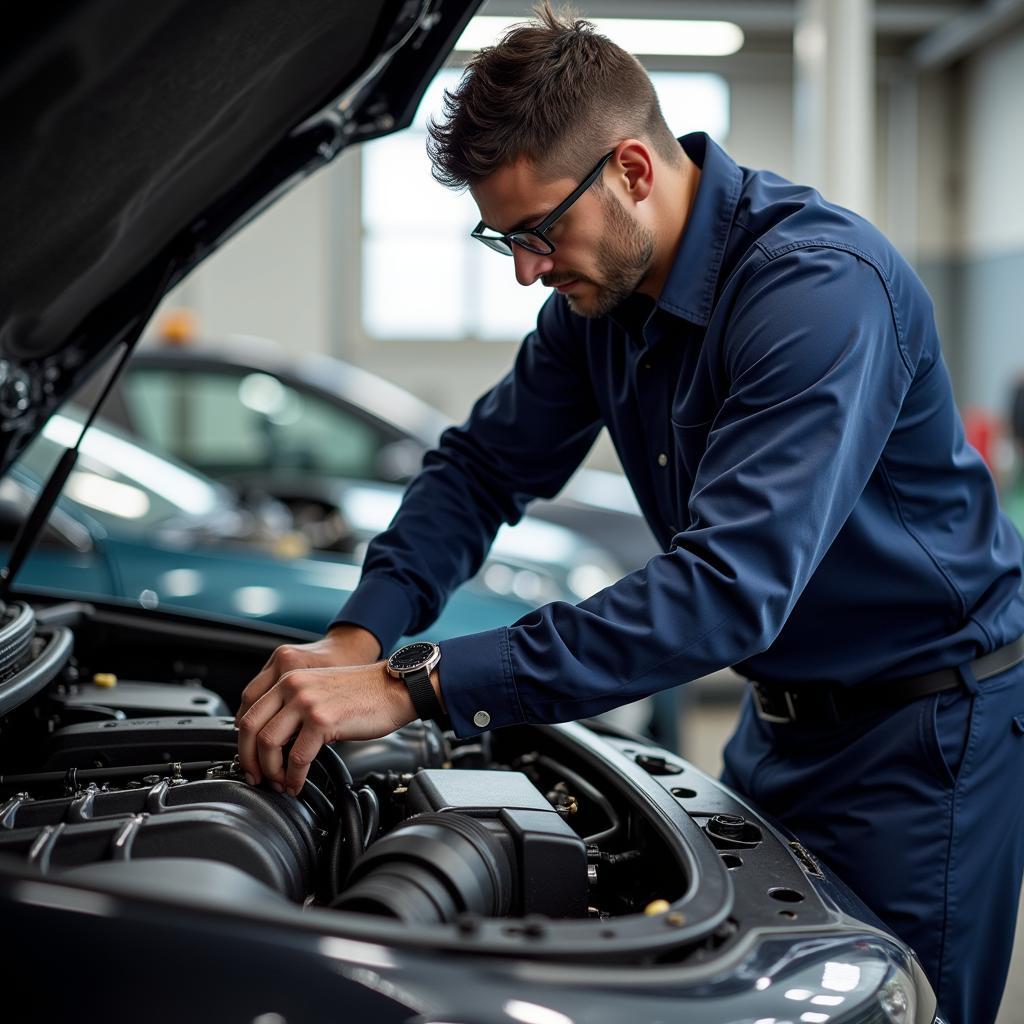 Certified Auto Technician Working