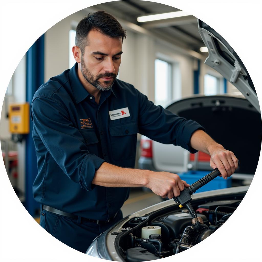 Certified Auto Technician Working on a Car