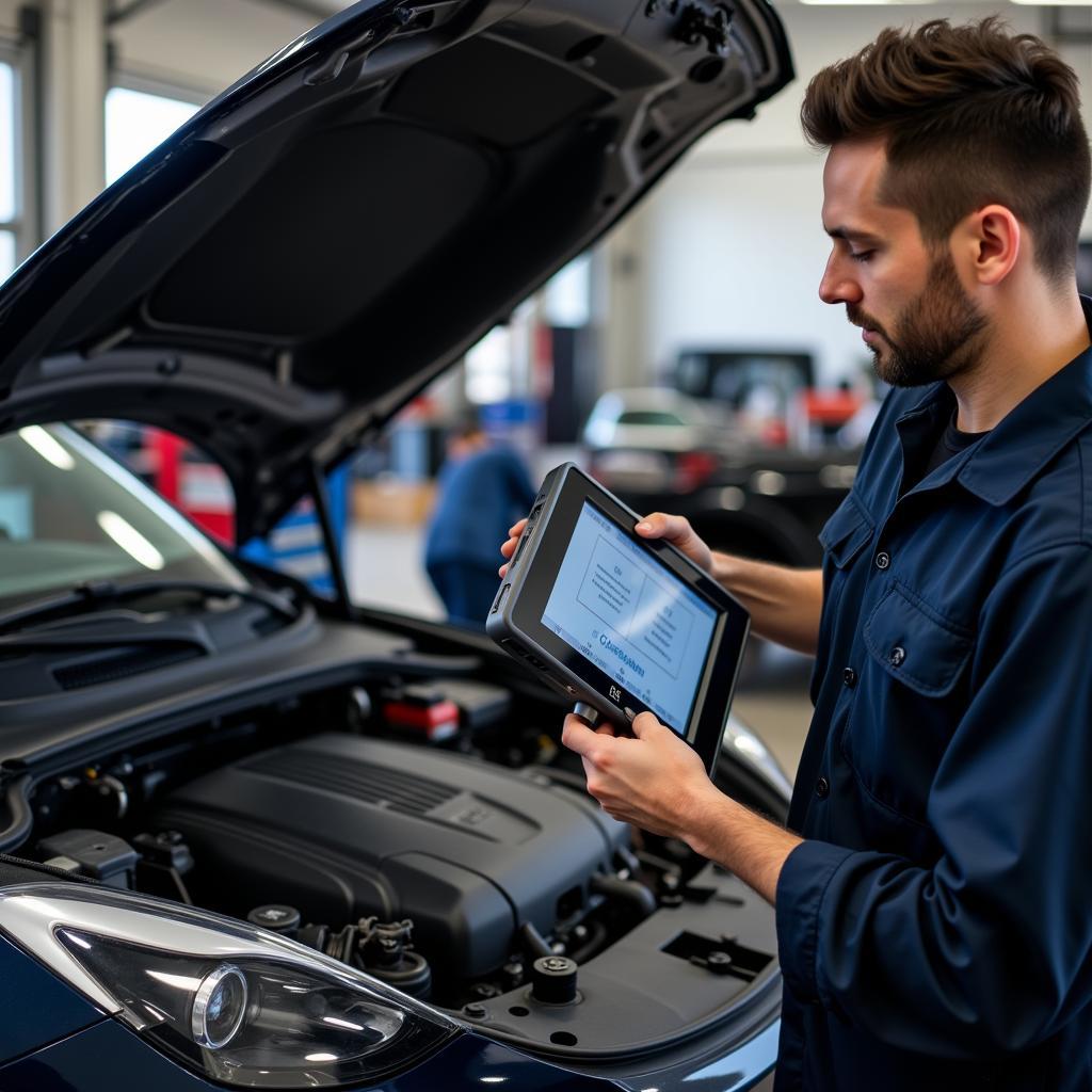 Certified Mechanic Working on a Car