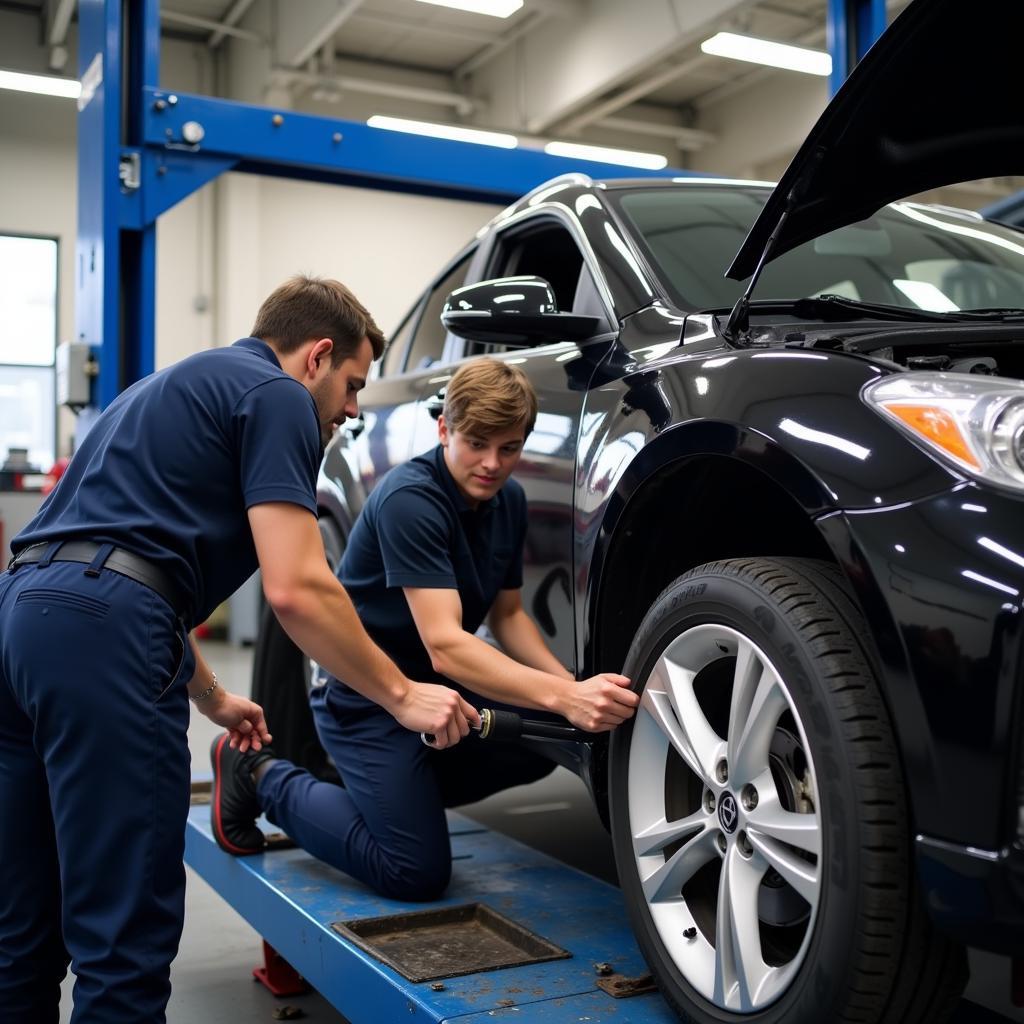 Certified Technicians Performing Auto Service