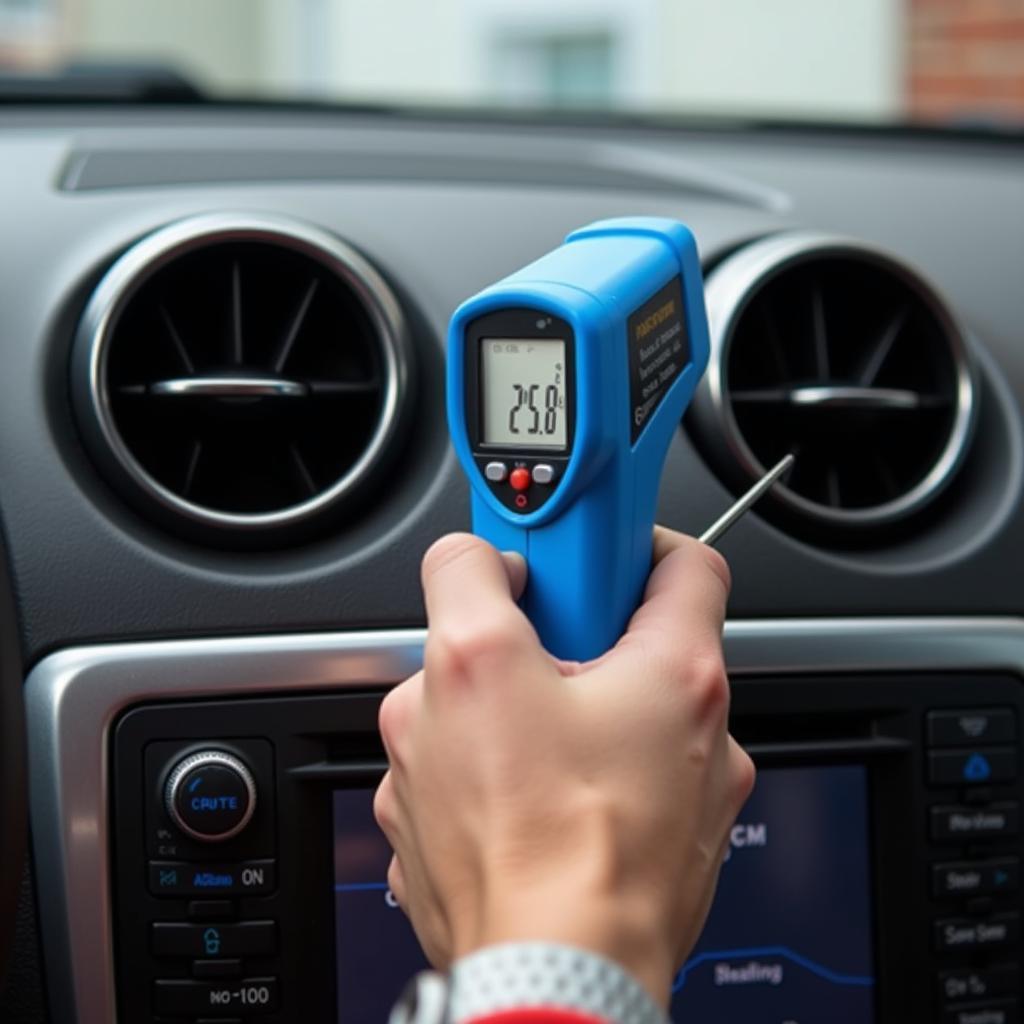 Technician Checking Car AC Performance