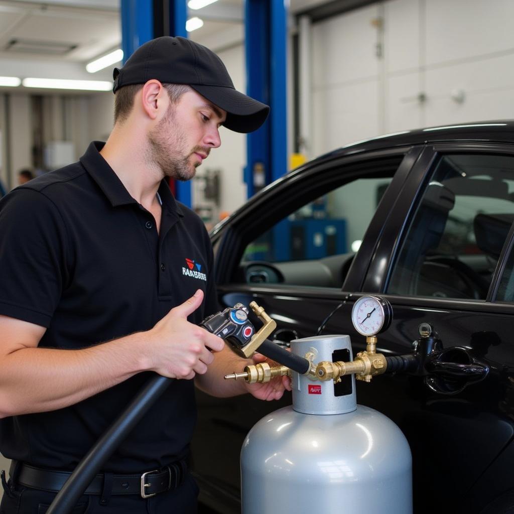 Checking the LPG system in a car in Geelong