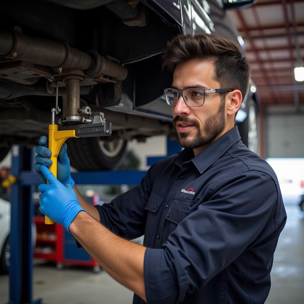 Mechanic performing a thorough auto inspection in Chicago