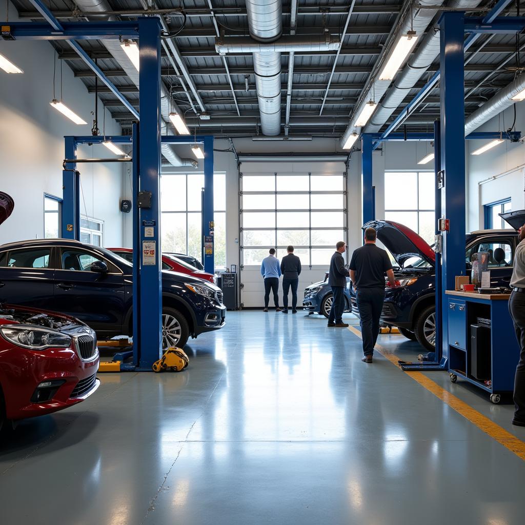 Modern and clean auto repair shop interior in Chicago