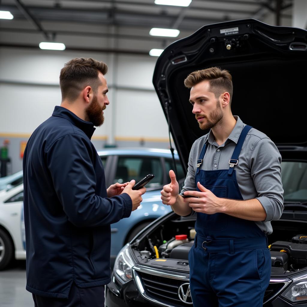 Customer Talking to a Mechanic