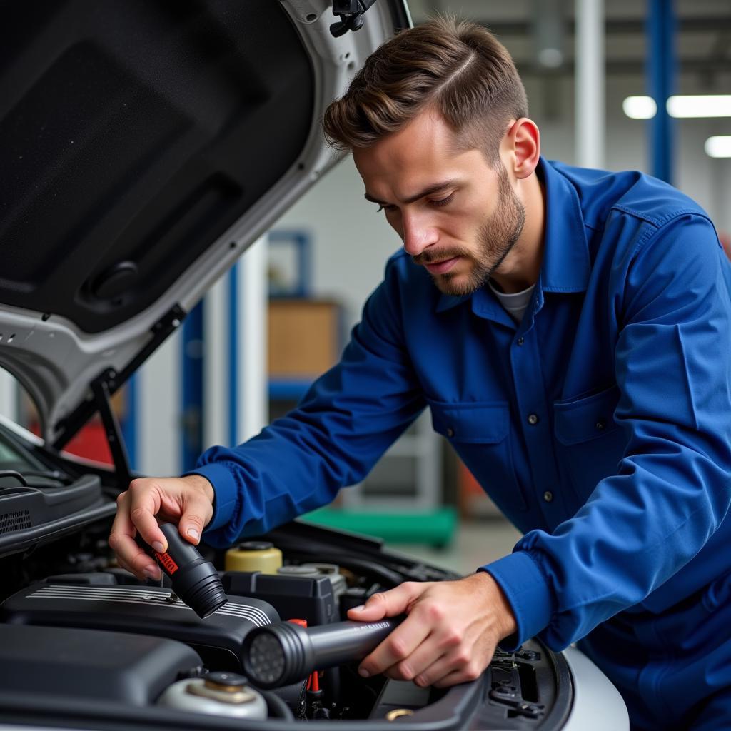 Mechanic Performing Quality Check on a Vehicle