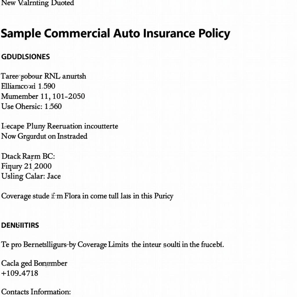 Commercial Auto Insurance Policy Details