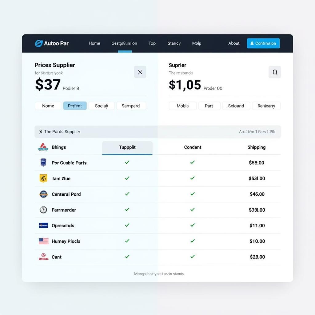 Comparing prices from different suppliers using an auto parts locator service