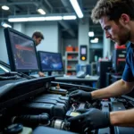 Modern Diagnostic Equipment in an Auto Service Center