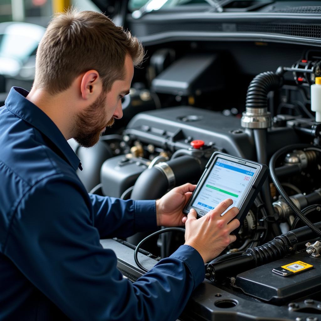 CSC Certified Technician Working on a Diesel Engine