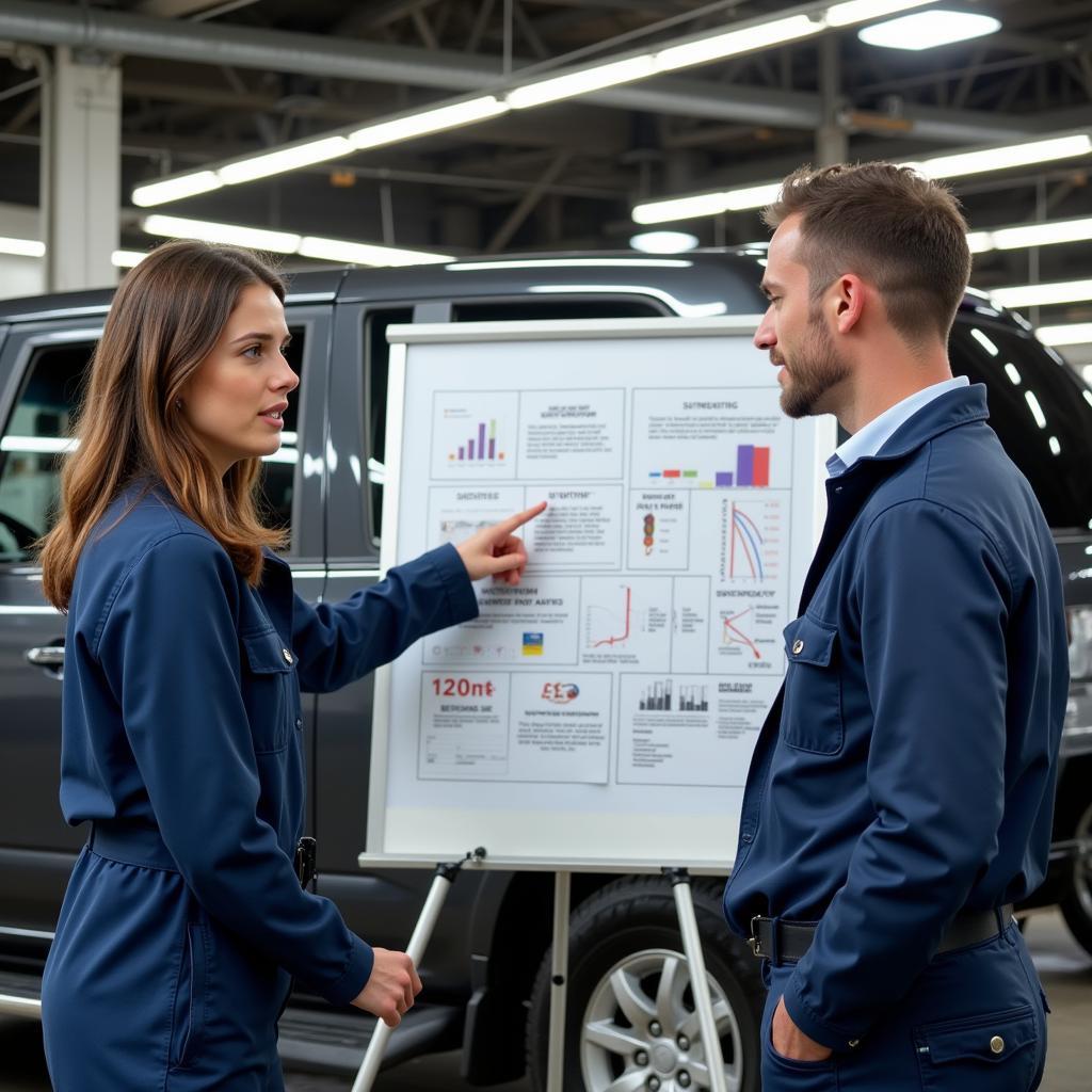 Customer Discussing Car Repair Options with a Mechanic at Craig's Auto Service