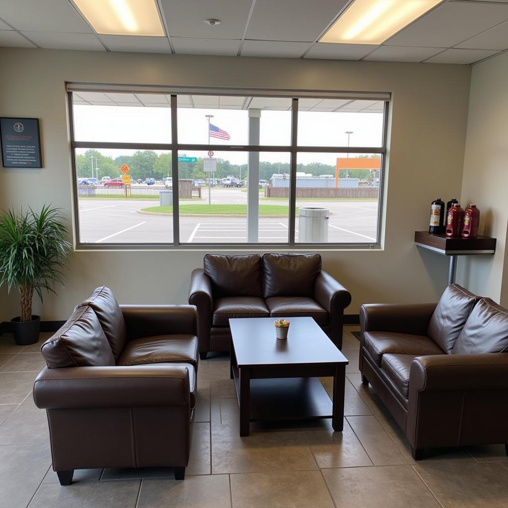 Comfortable and modern customer lounge area at Atlantic Tire and Auto Service Fairfax, with seating, Wi-Fi, and refreshments.