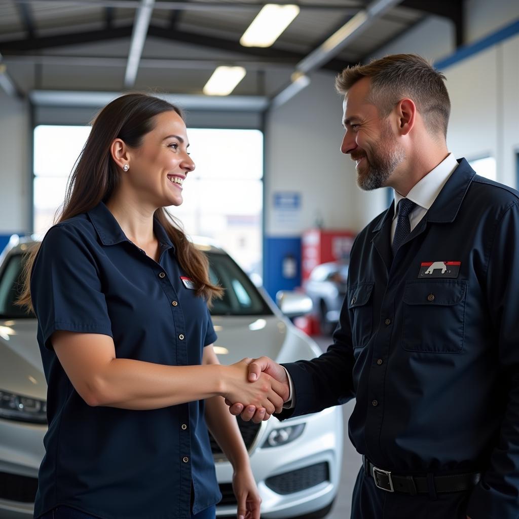 Customer Receiving Excellent Auto Service