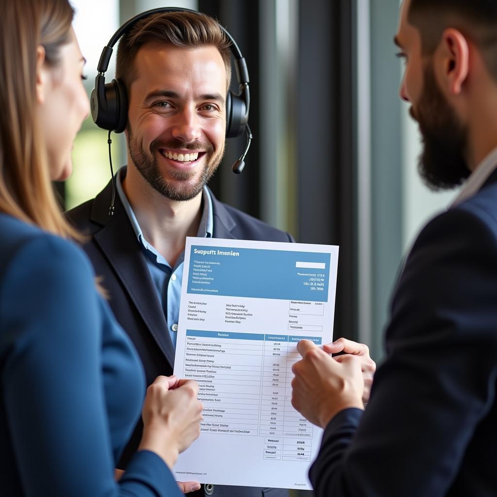 Customer Service Representative Explaining Car Repair Costs