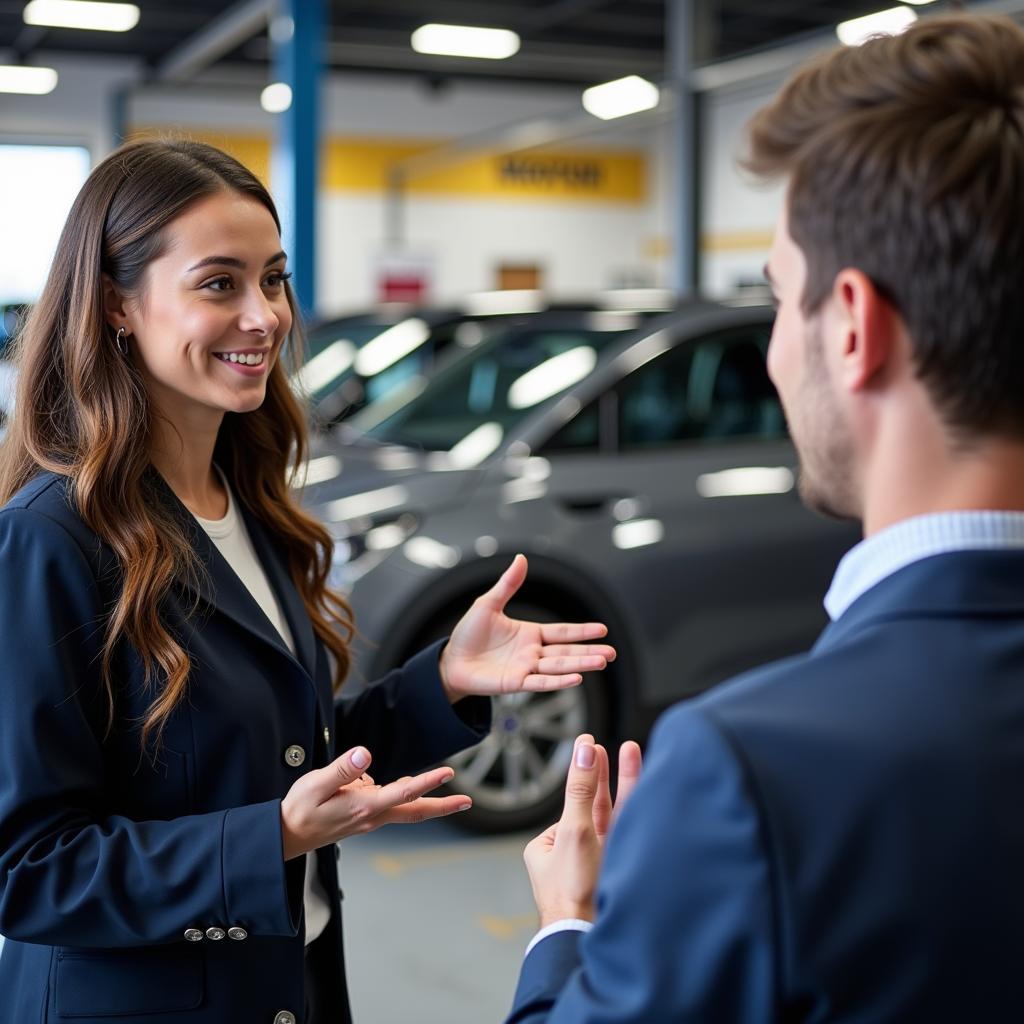 Customer Talking to Auto Service Advisor