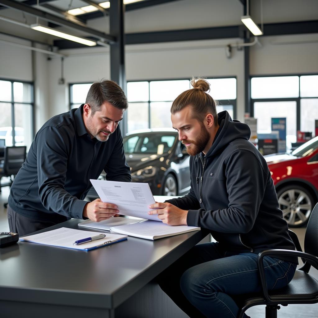 Customer Talking to Service Advisor