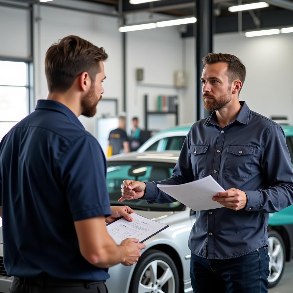 Customer Talking to Service Advisor