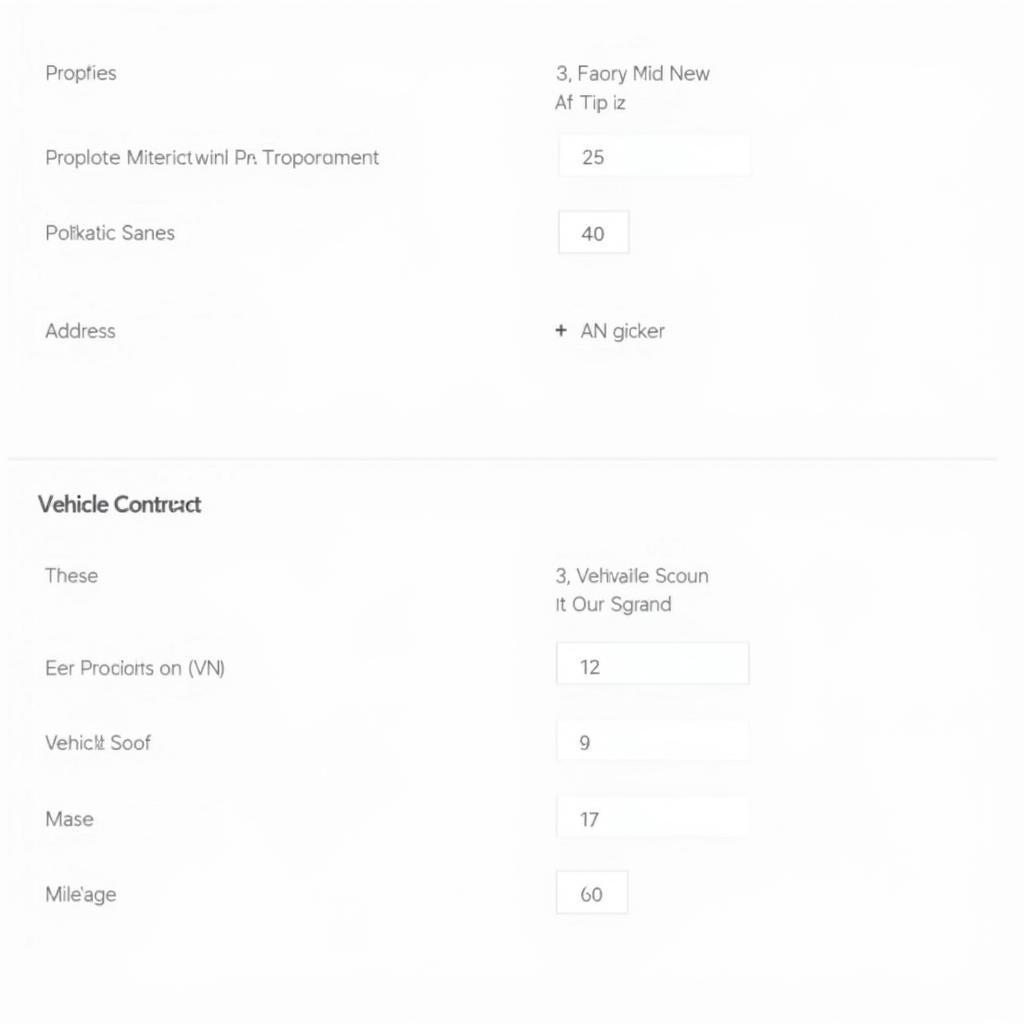 Customer and Vehicle Information Section of a Contract